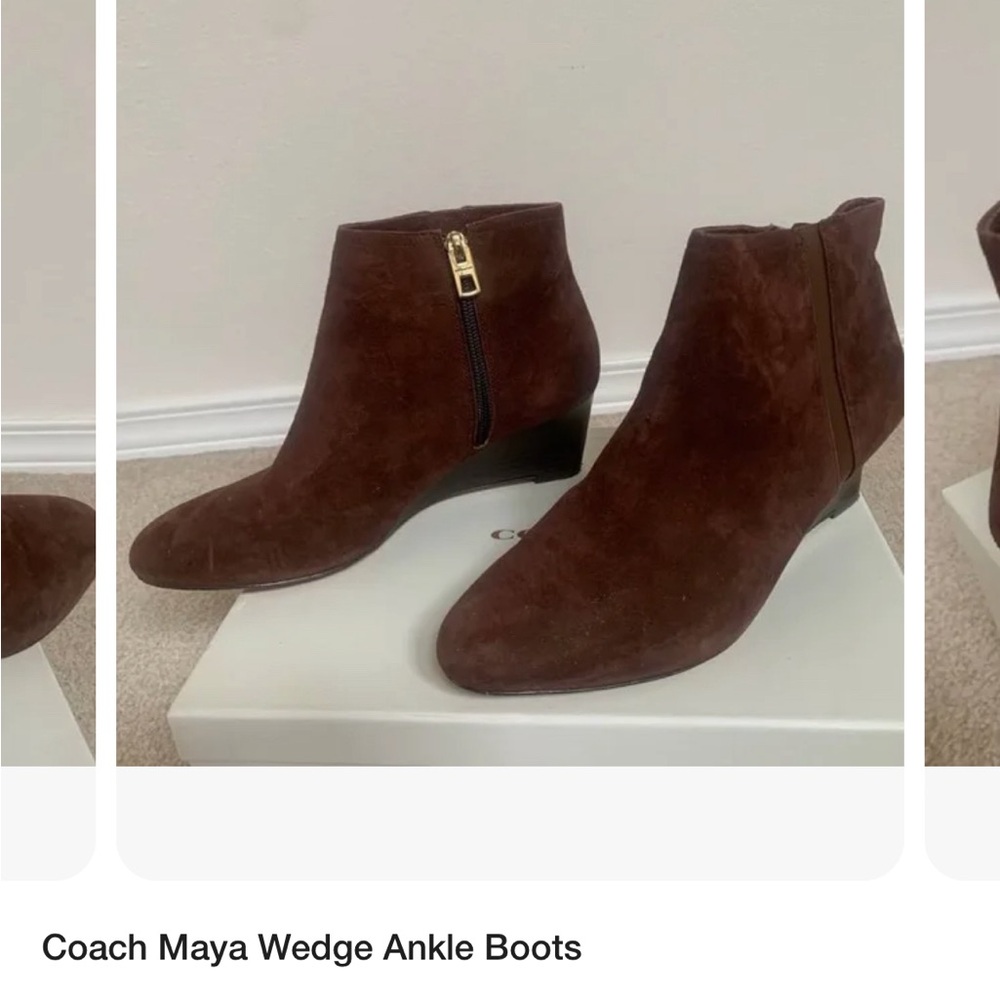 Coach Maya Black Wedge Ankle Boots